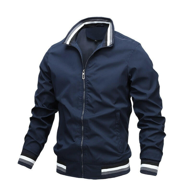 Autumn and Winter Men's Stand Collar Casual Zipper Jacket.