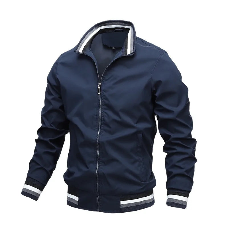 Autumn and Winter Men's Stand Collar Casual Zipper Jacket.