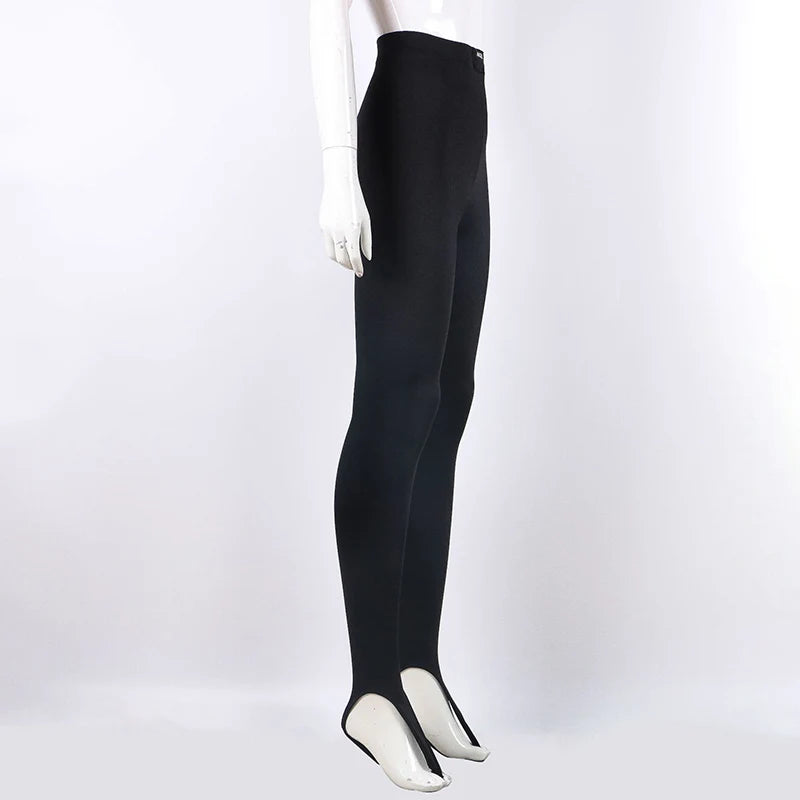 Korean Fashion Winter Black High Waisted Skinny Y2K Women Pants.