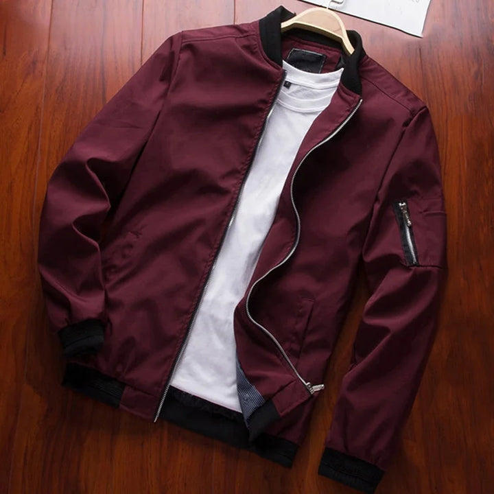 Men Bomber Jacket Thin Slim Long Sleeve baseball Jackets Mens.