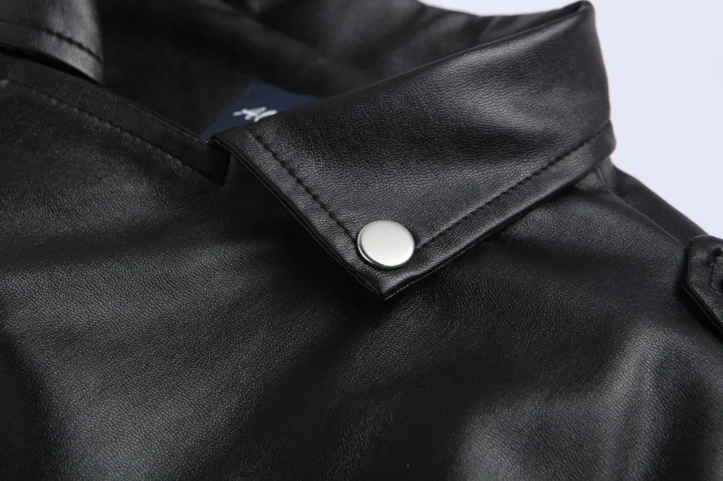 Men PU Leather Jacket Motorcycle Fashion Slim Fit