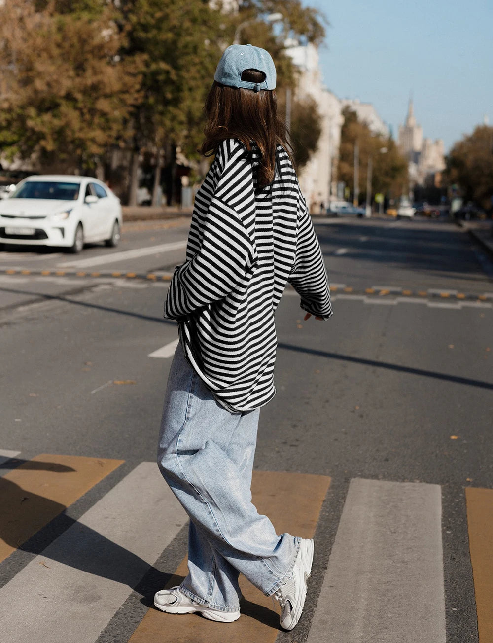 Women's Striped T-shirt 95% Cotton Oversized.