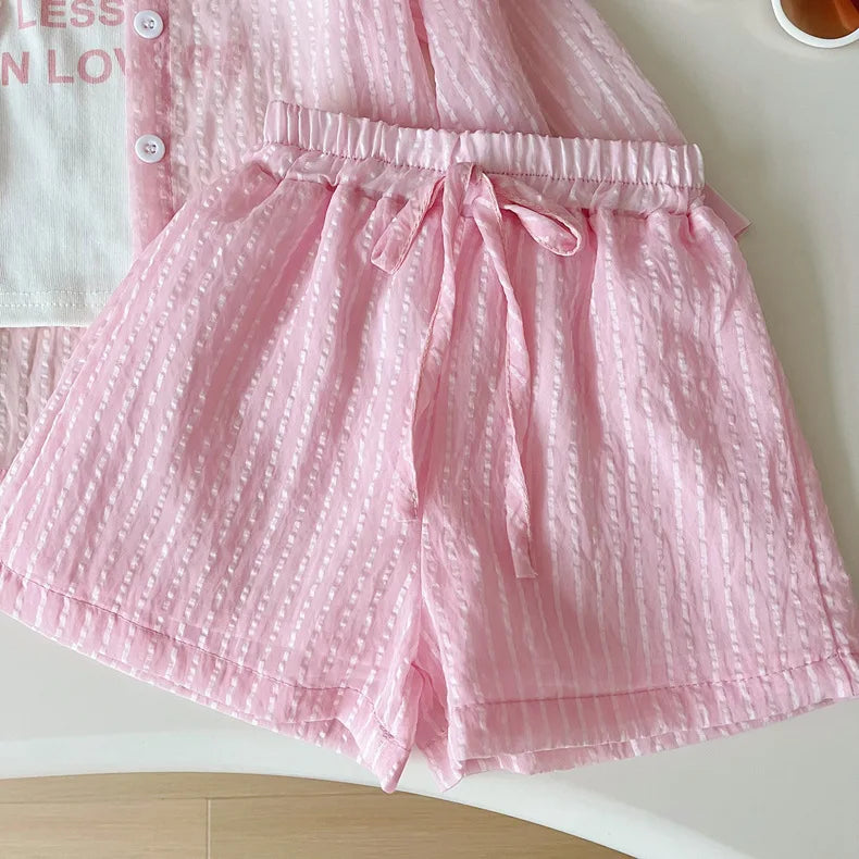 Girls Korean Version of the Three-Piece T-Shirt Short-Sleeved