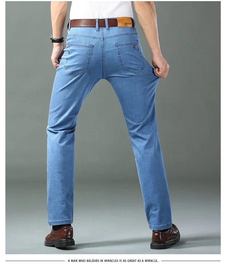 New Ice Silk Thin Denim Jeans For Men