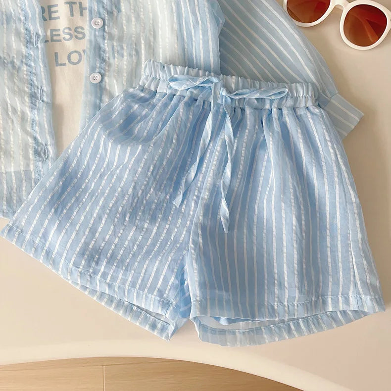 Girls Korean Version of the Three-Piece T-Shirt Short-Sleeved.