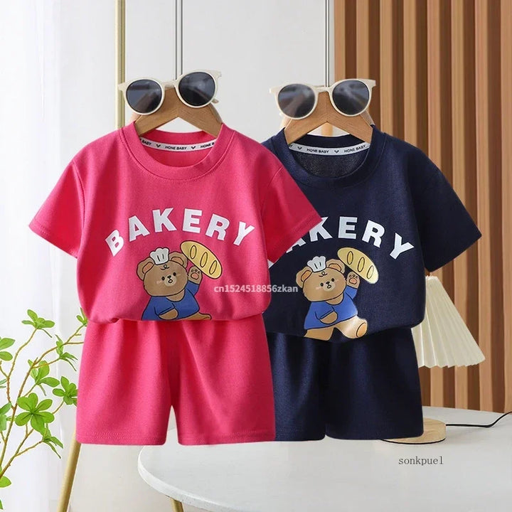 2Pcs Children Tshirt Shorts Sets Baby Summer Clothes.