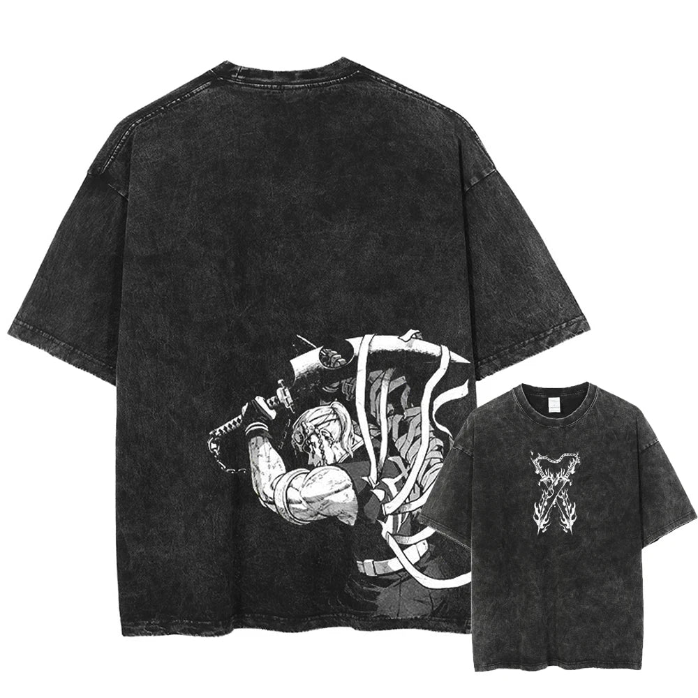 Summer Washed Black Tshirt Harajuku Cotton Tees Tops