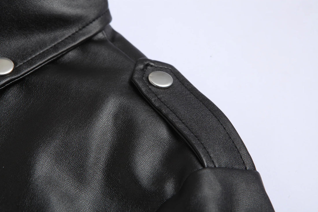 Men PU Leather Jacket Motorcycle Fashion Slim Fit