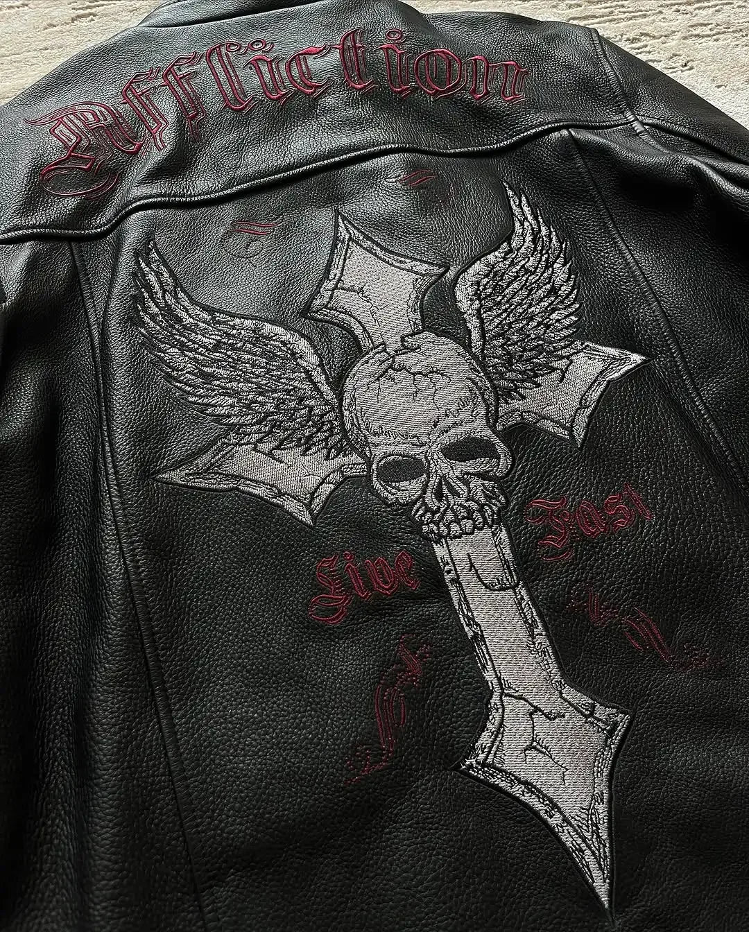 Affliction Jackets New Hip Hop Skull Embroidery Harajuku