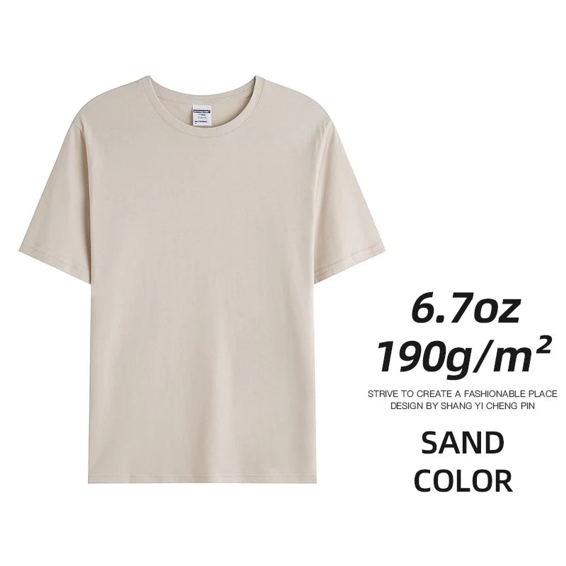 Combed Cotton Tees Tshirts Mens Solid Tops Woman