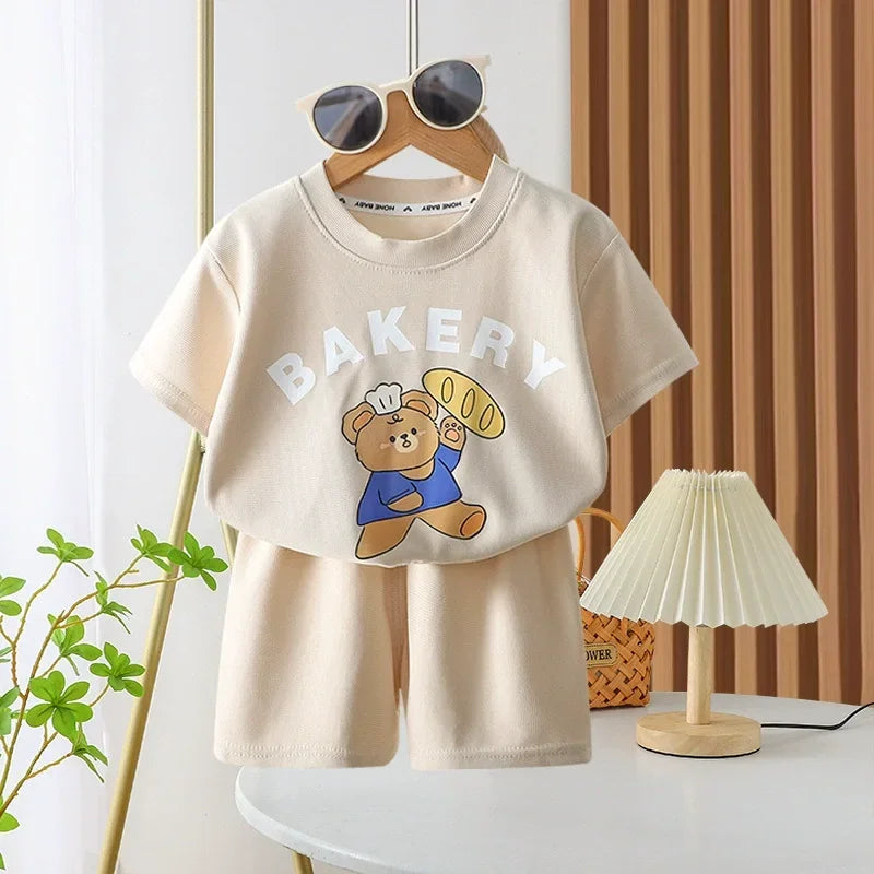 2Pcs Children Tshirt Shorts Sets Baby Summer Clothes.
