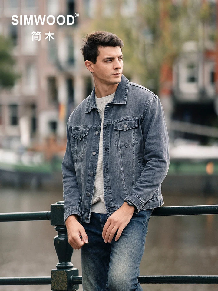 SIMWOOD 2025 Autumn New Oversize 12.5oz Classical Denim Jackets