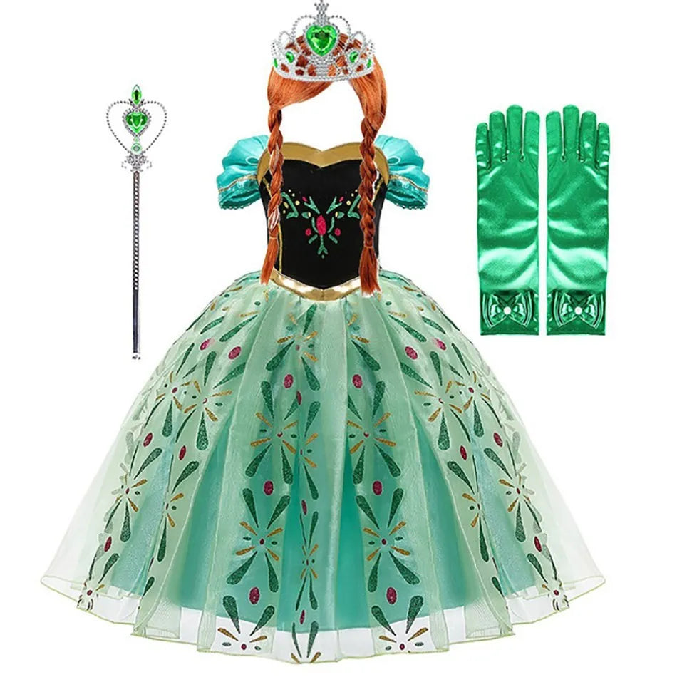 Cinderella Anna Elsa Costume Children Princess Dress for Girls.