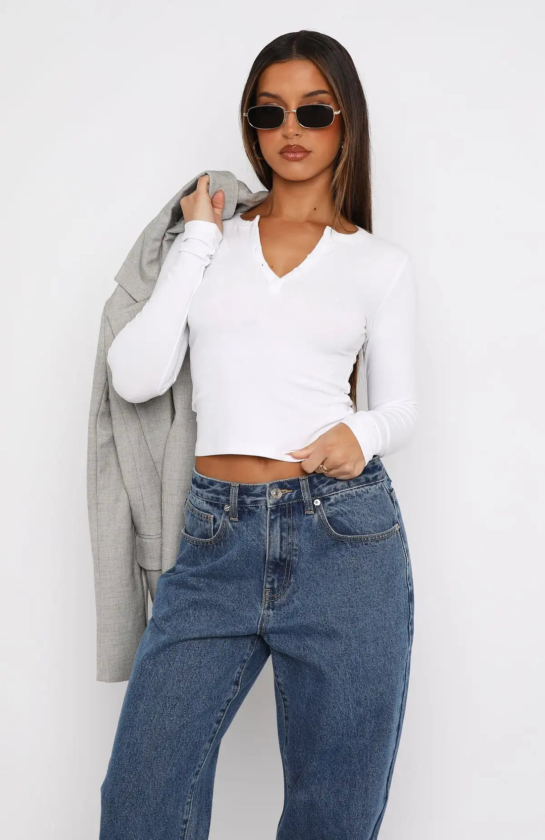 Womens V Neck Button Down Henley T Shirts