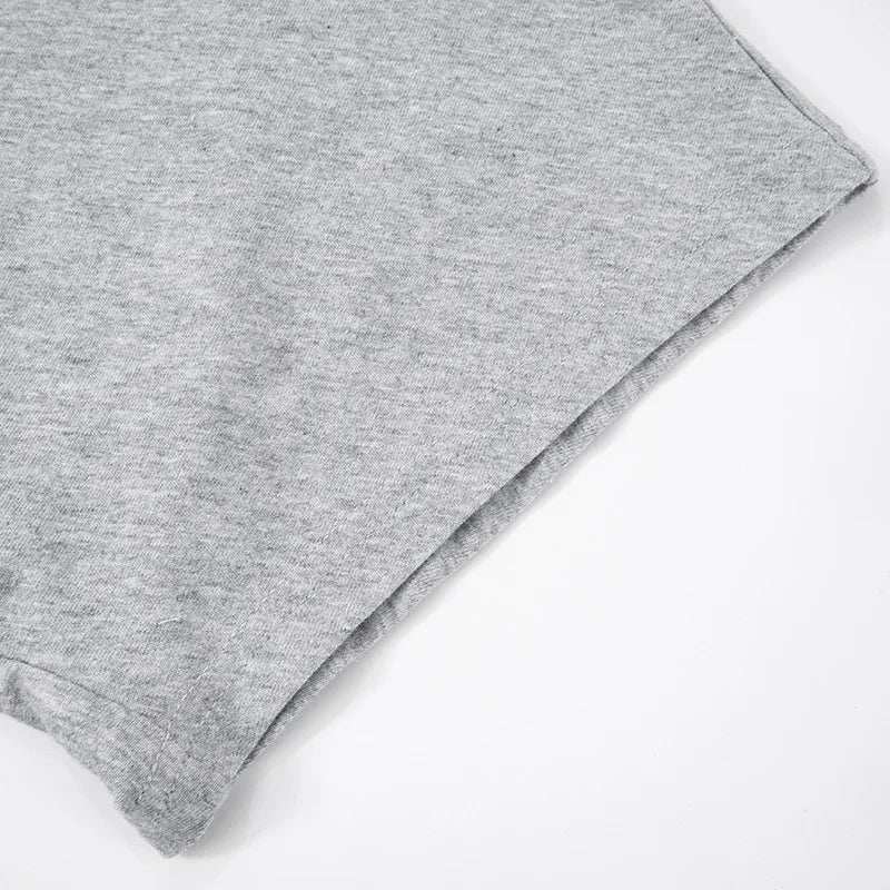 Fashion Casual Solid Gray Cropped T-shirt