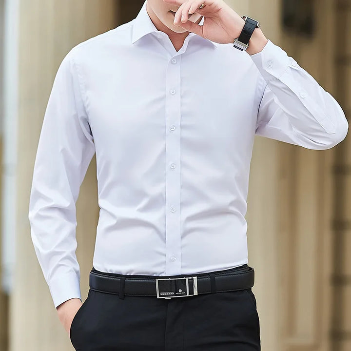 New Plus Size Men Solid Color Business Shirt