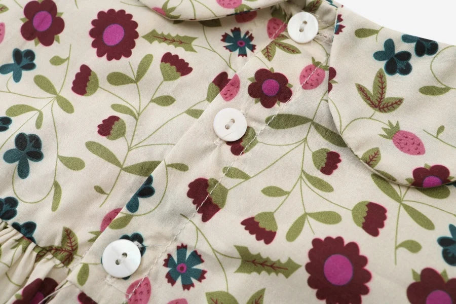Summer Smocking dress Beige Floral & Cableknit collection for girls