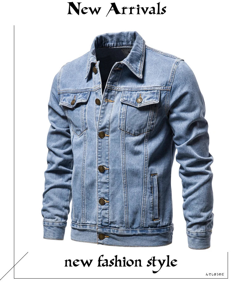 Men Solid Denim Jackets Fashion