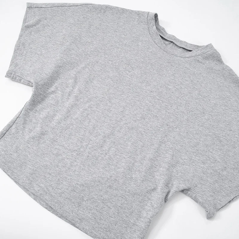 Fashion Casual Solid Gray Cropped T-shirt