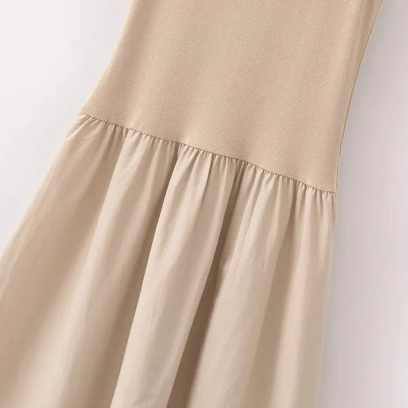 HXAO Khaki Elegant Long Dresses.